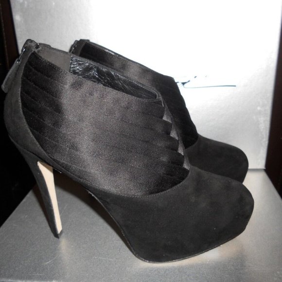 Brian Atwood DASHA Suede Satin Platform Ankle Booties Boots Shoes - Picture 11 of 12